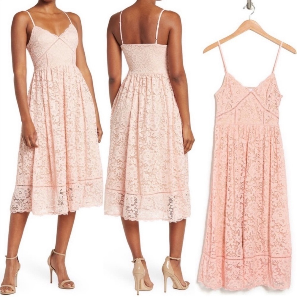 NSR Women's Crochet Lace‎ Stretch Midi Dress Size XS